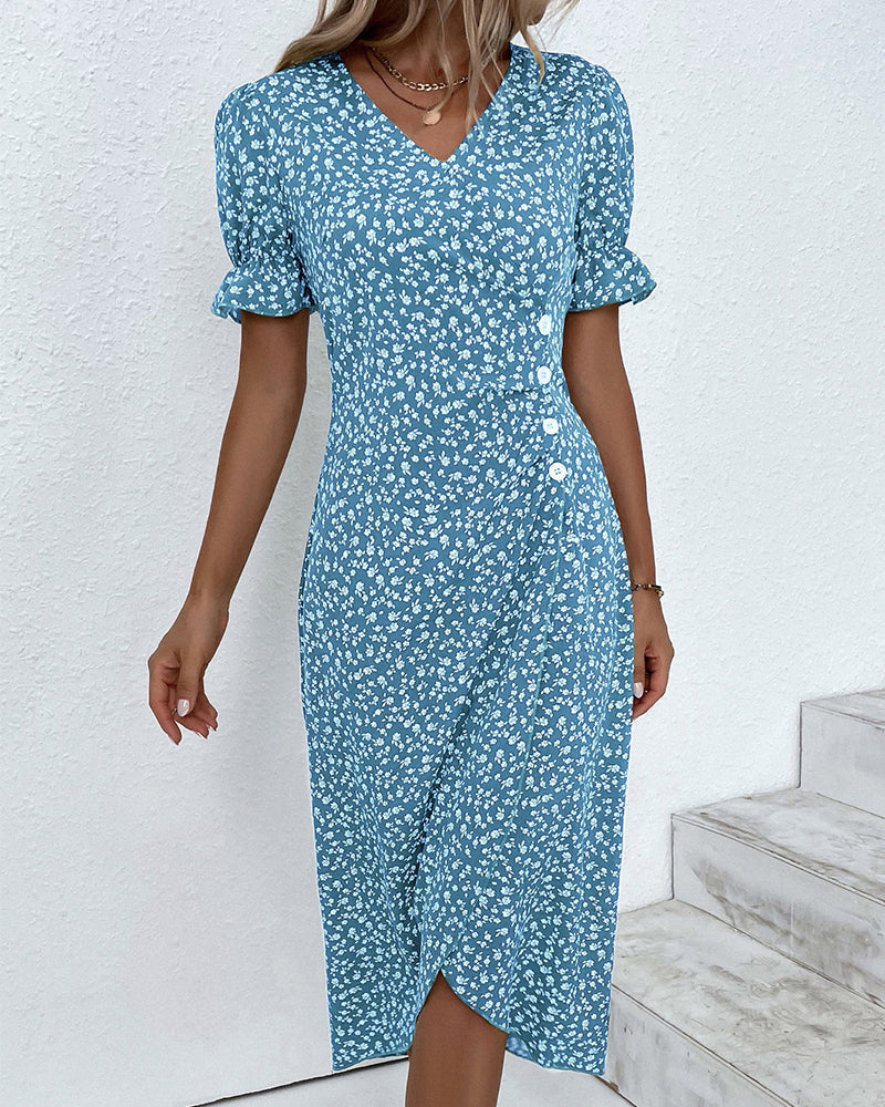 Sophia Grace V-Neck Floral Midi Dress