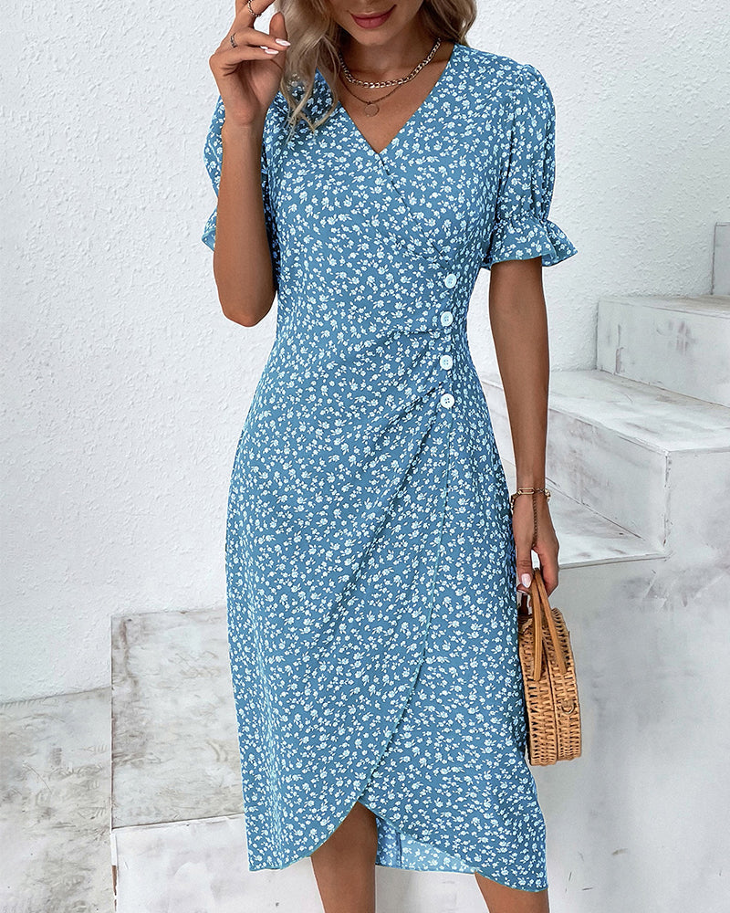 Sophia Grace V-Neck Floral Midi Dress
