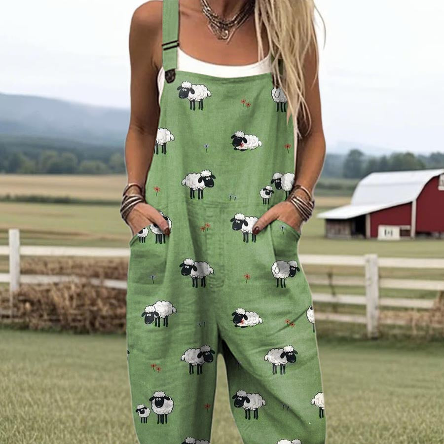 Lucy Playful Sheep Print Jumpsuit