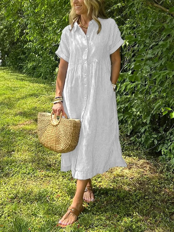 Maeve Striped Breathable Button-Up Shirt