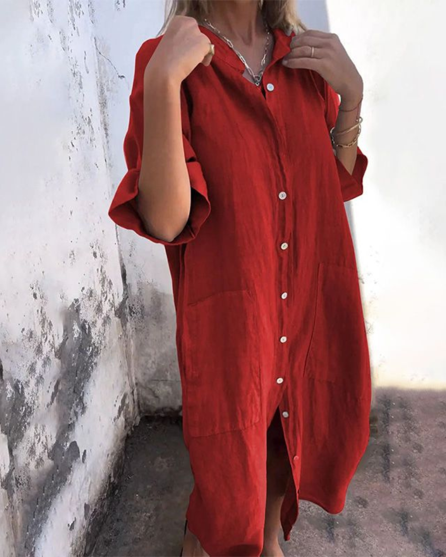 Kiara Boho Tie Waist Shirt Dress