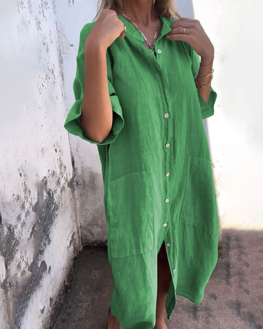 Kiara Boho Tie Waist Shirt Dress