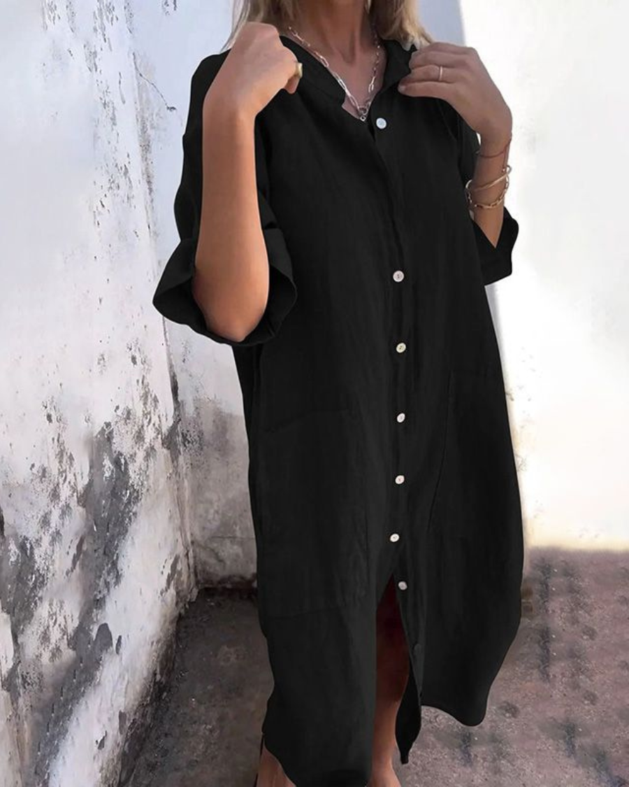 Kiara Boho Tie Waist Shirt Dress