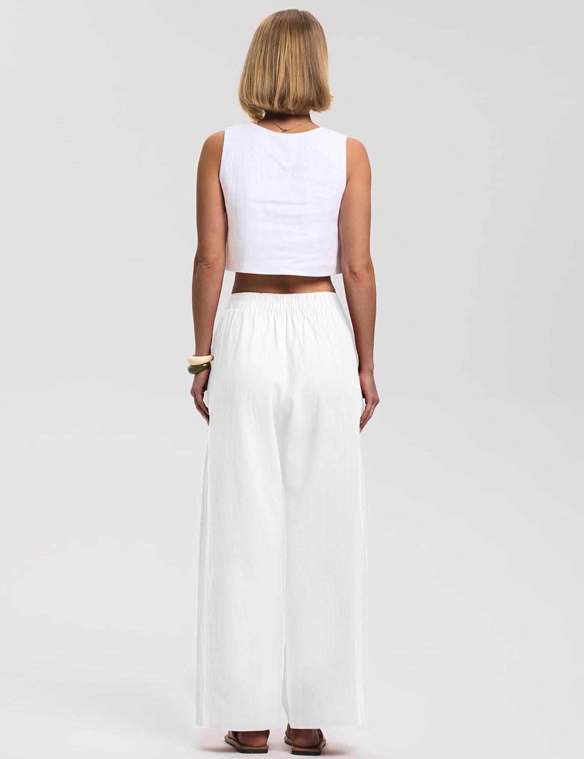 Amelia Rose White Wide Leg Pants