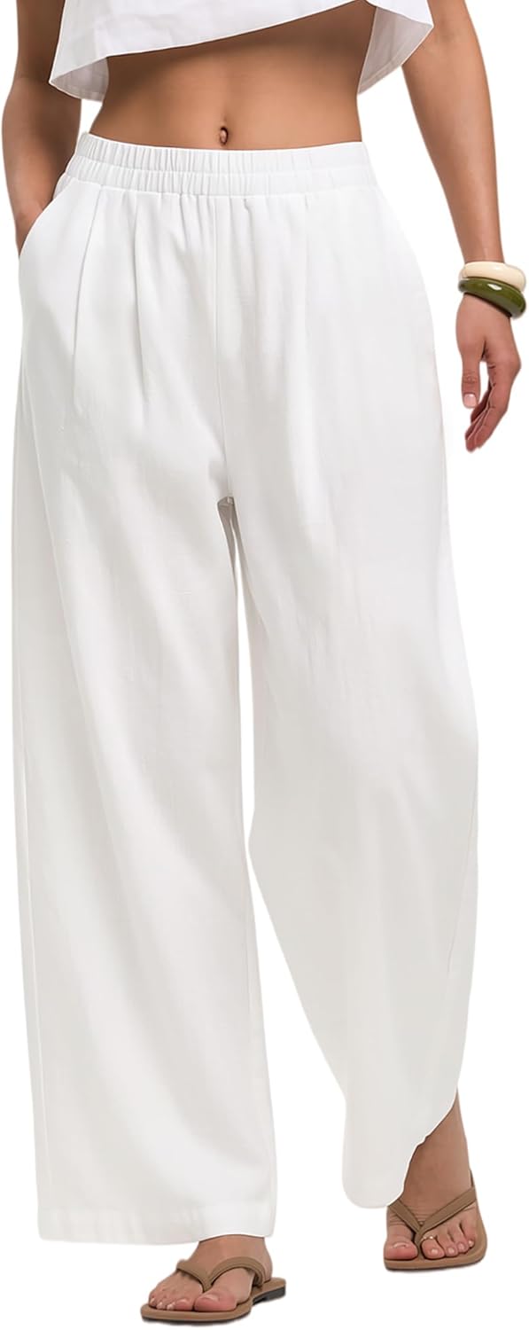 Amelia Rose White Wide Leg Pants