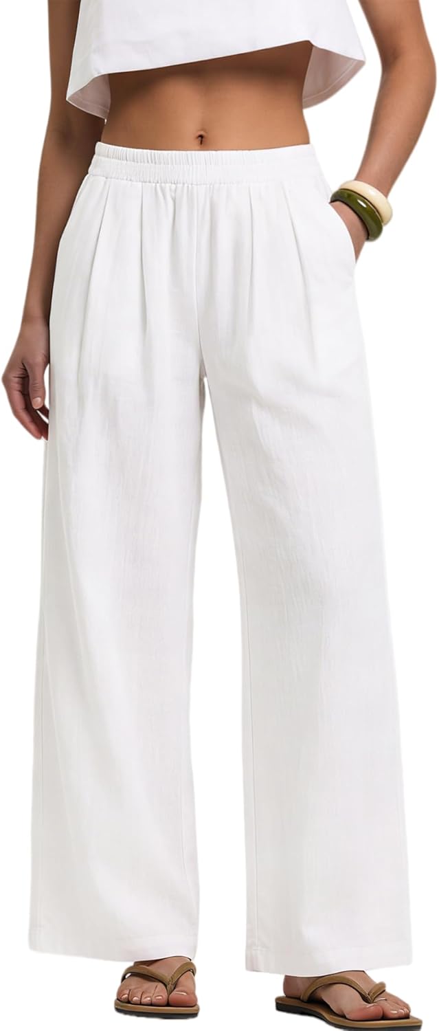Amelia Rose White Wide Leg Pants