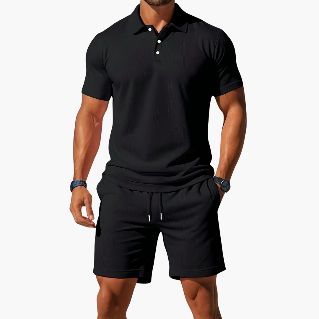 Marcus Waffle Knit Polo Set