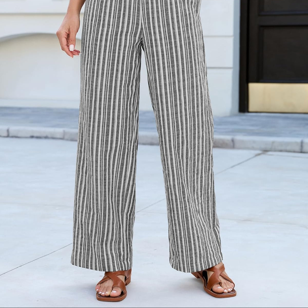 Hazel Brooks Striped Wide Leg Pants