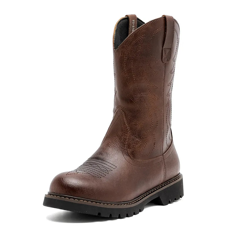 James Parker Rugged Leather Cowboy Boots