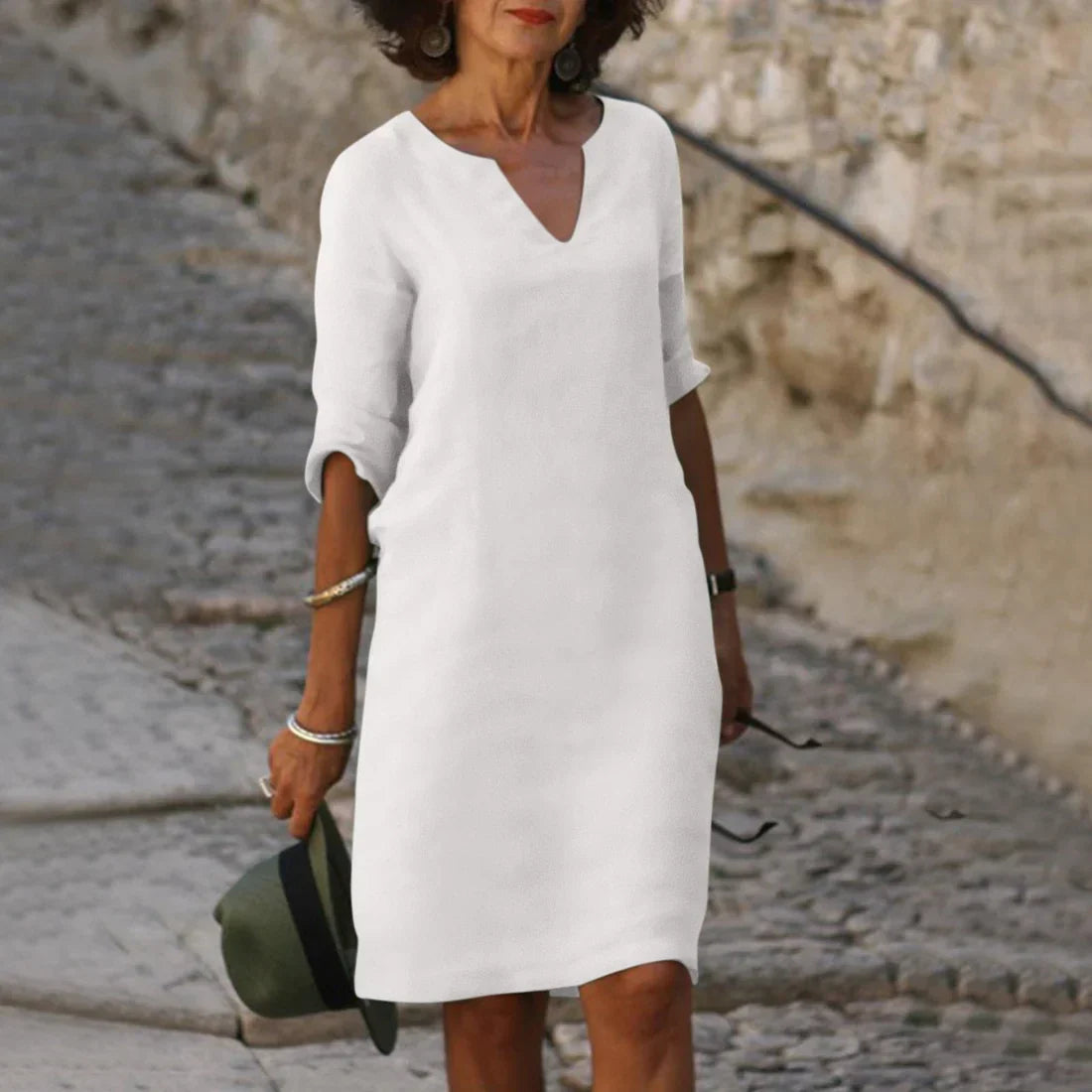 Sophia Clay Linen Midi Dress