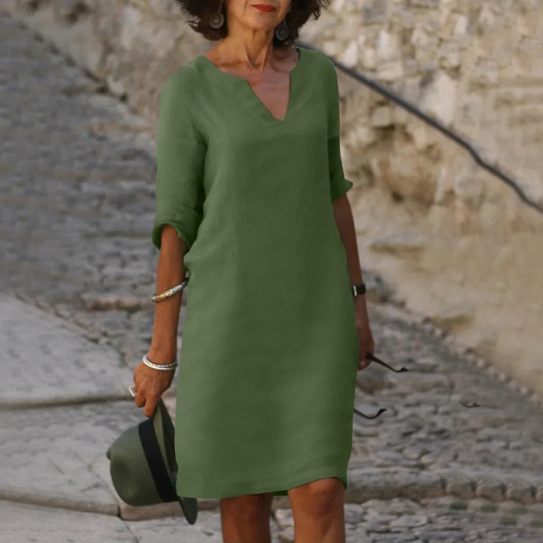 Sophia Clay Linen Midi Dress