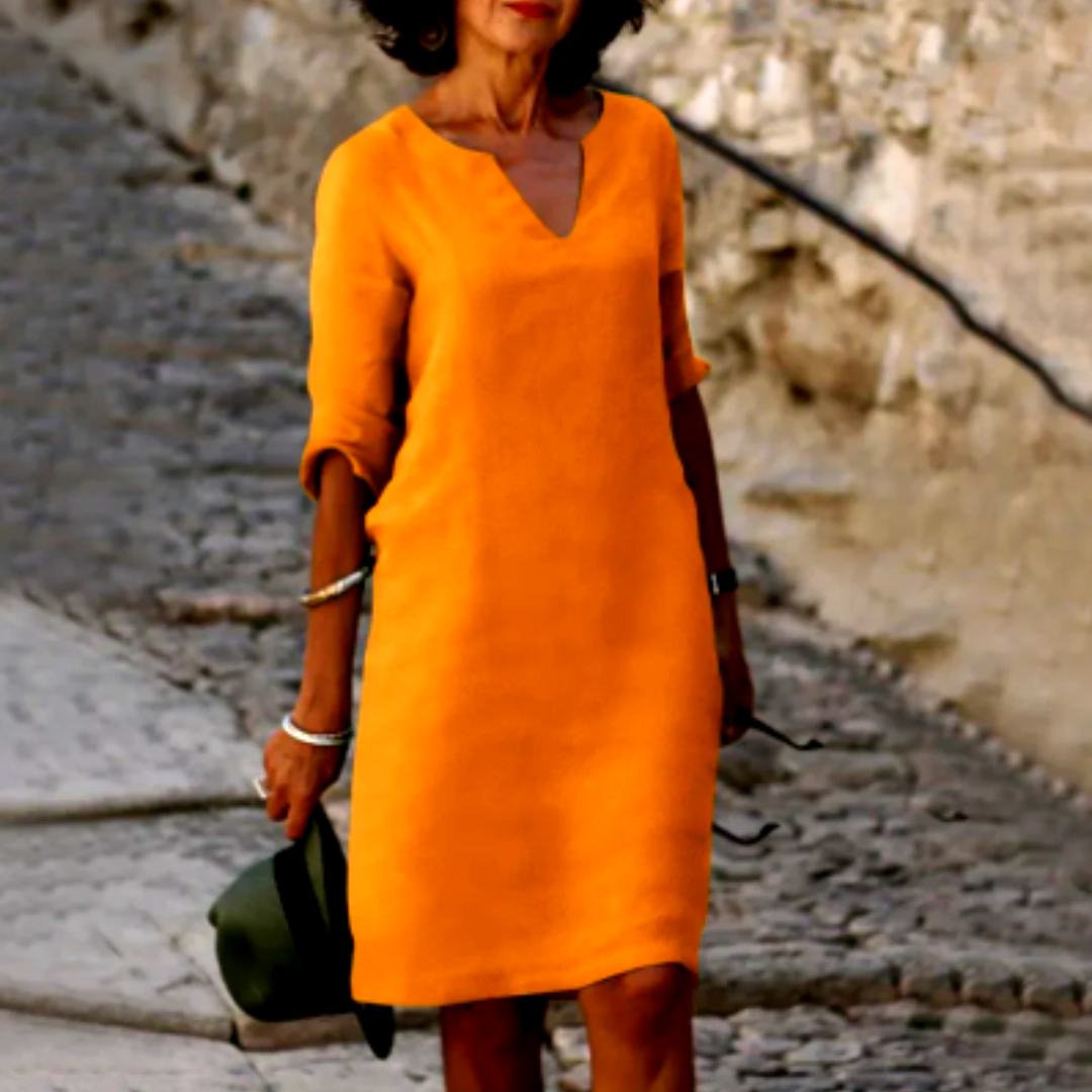 Sophia Clay Linen Midi Dress