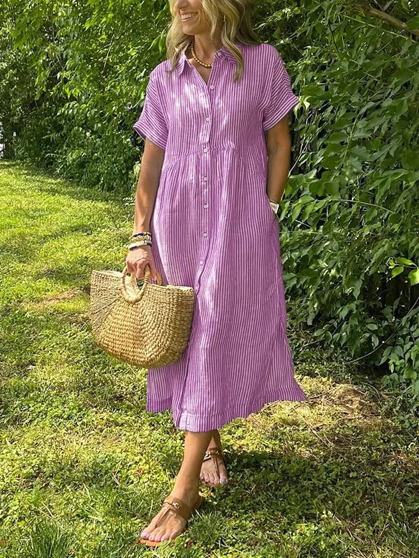 Maeve Striped Breathable Button-Up Shirt