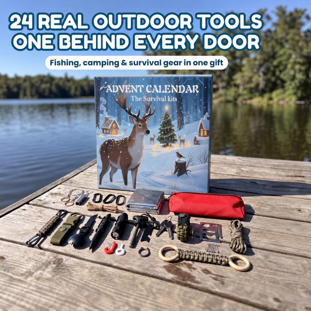 Outdoorsman Advent Calendar 2026 with 24 Fishing and Survival Tools Holiday Countdown Gift for Him_2