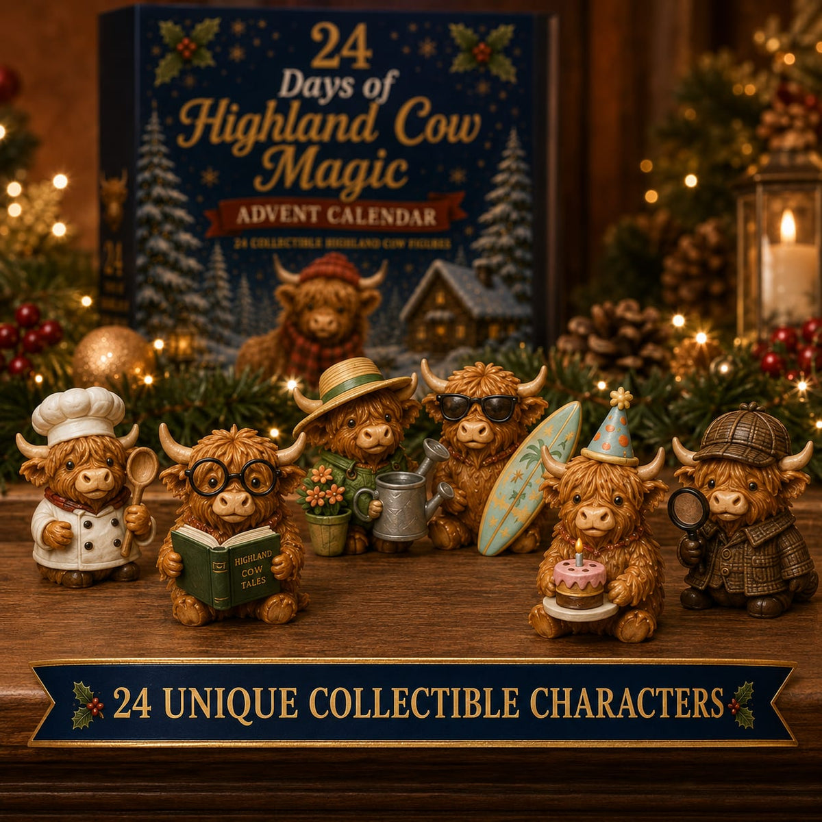 Highland Cow Advent Calendar 2026 with 24 Mini Figures Holiday Countdown Gift for Highland Cow Lovers_3