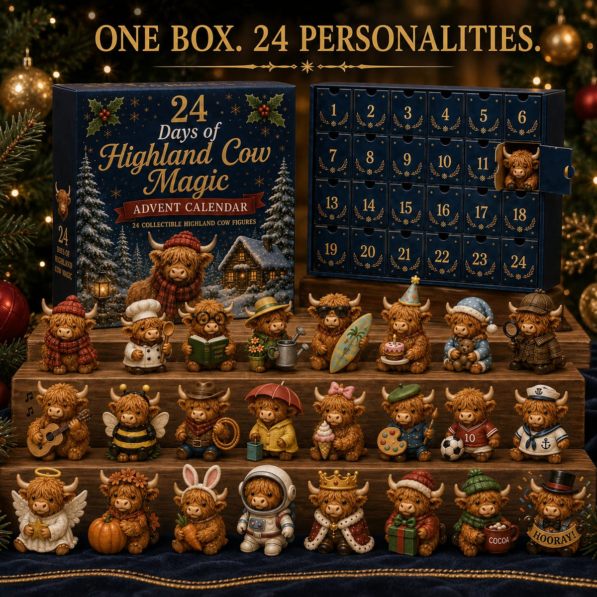 Highland Cow Advent Calendar 2026 with 24 Mini Figures Holiday Countdown Gift for Highland Cow Lovers_5