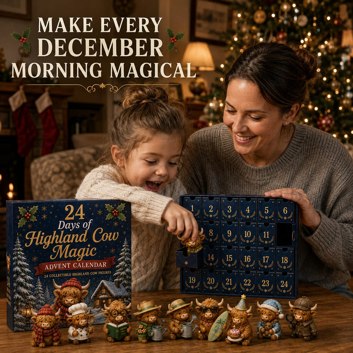 Highland Cow Advent Calendar 2026 with 24 Mini Figures Holiday Countdown Gift for Highland Cow Lovers_8