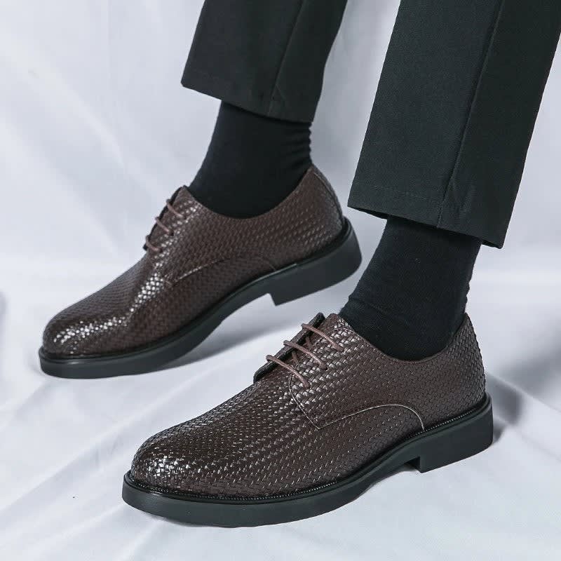 Gerard Woven Leather Derby Dress Shoes_4