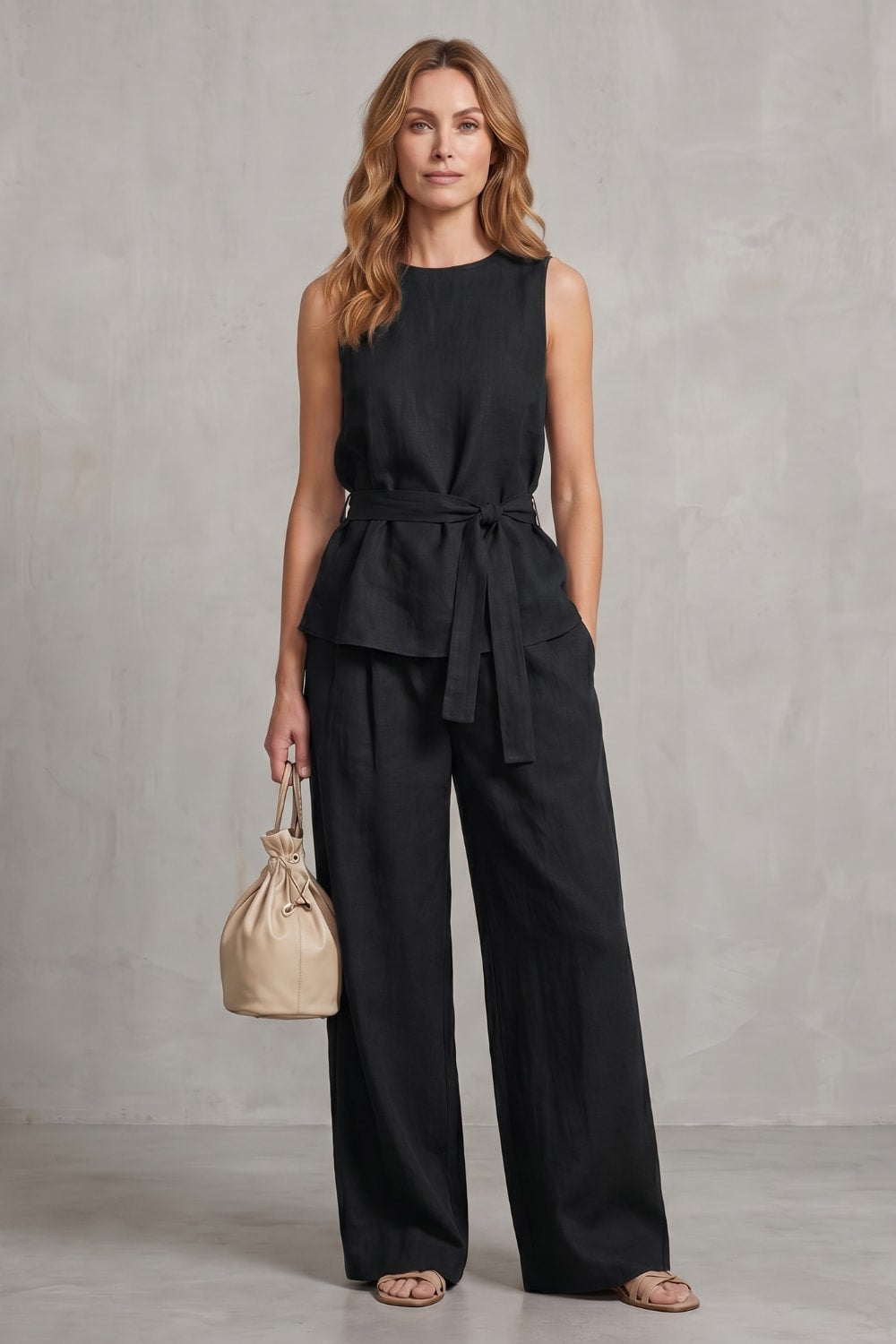 Dana Tie Waist Wide Leg Two Piece Set_10