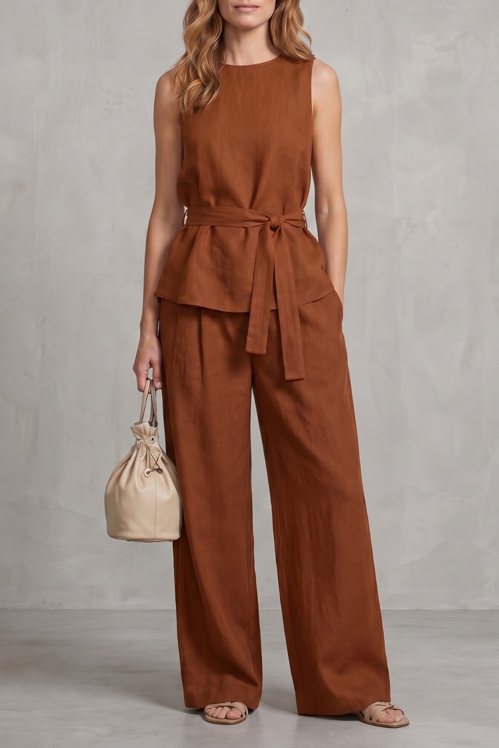 Dana Tie Waist Wide Leg Two Piece Set_11