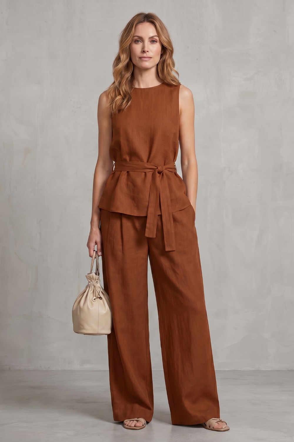 Dana Tie Waist Wide Leg Two Piece Set_12