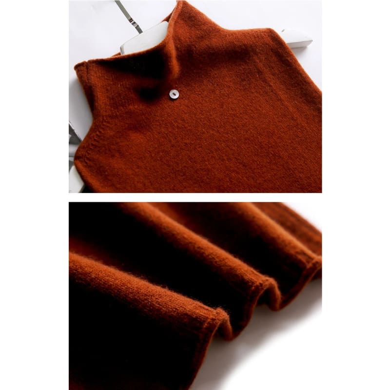 Cerise Sleeveless Mock Neck Sweater Vest_9