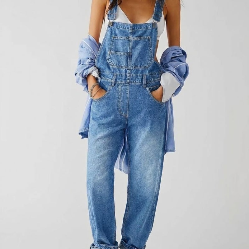 Flavia Denim Straight Leg Overalls_1