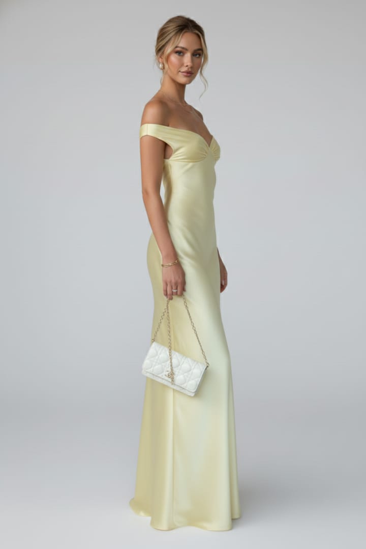 Saskia Butter Yellow Off Shoulder Satin Homecoming Maxi Dress_3
