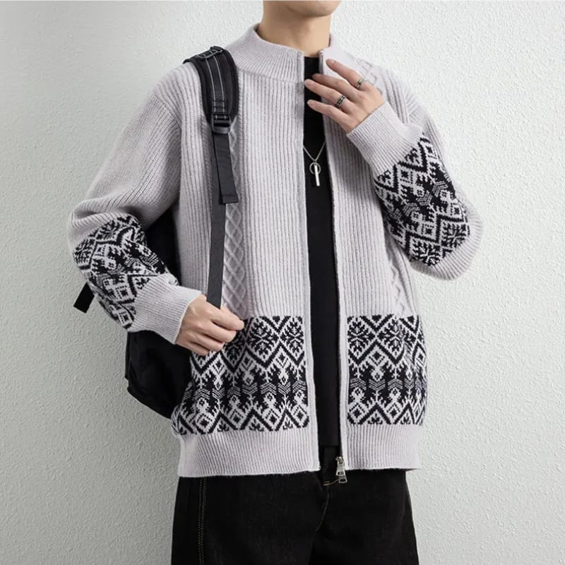 Bennett Nordic Pattern Zip Up Cardigan_4