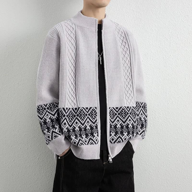 Bennett Nordic Pattern Zip Up Cardigan_9