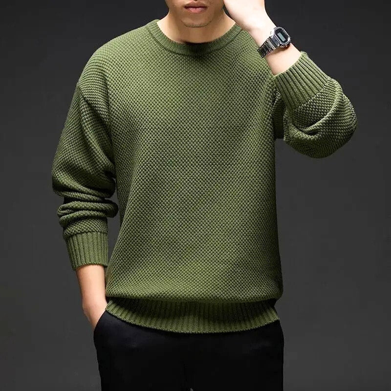Jensen Waffle Knit Crewneck Sweater_4