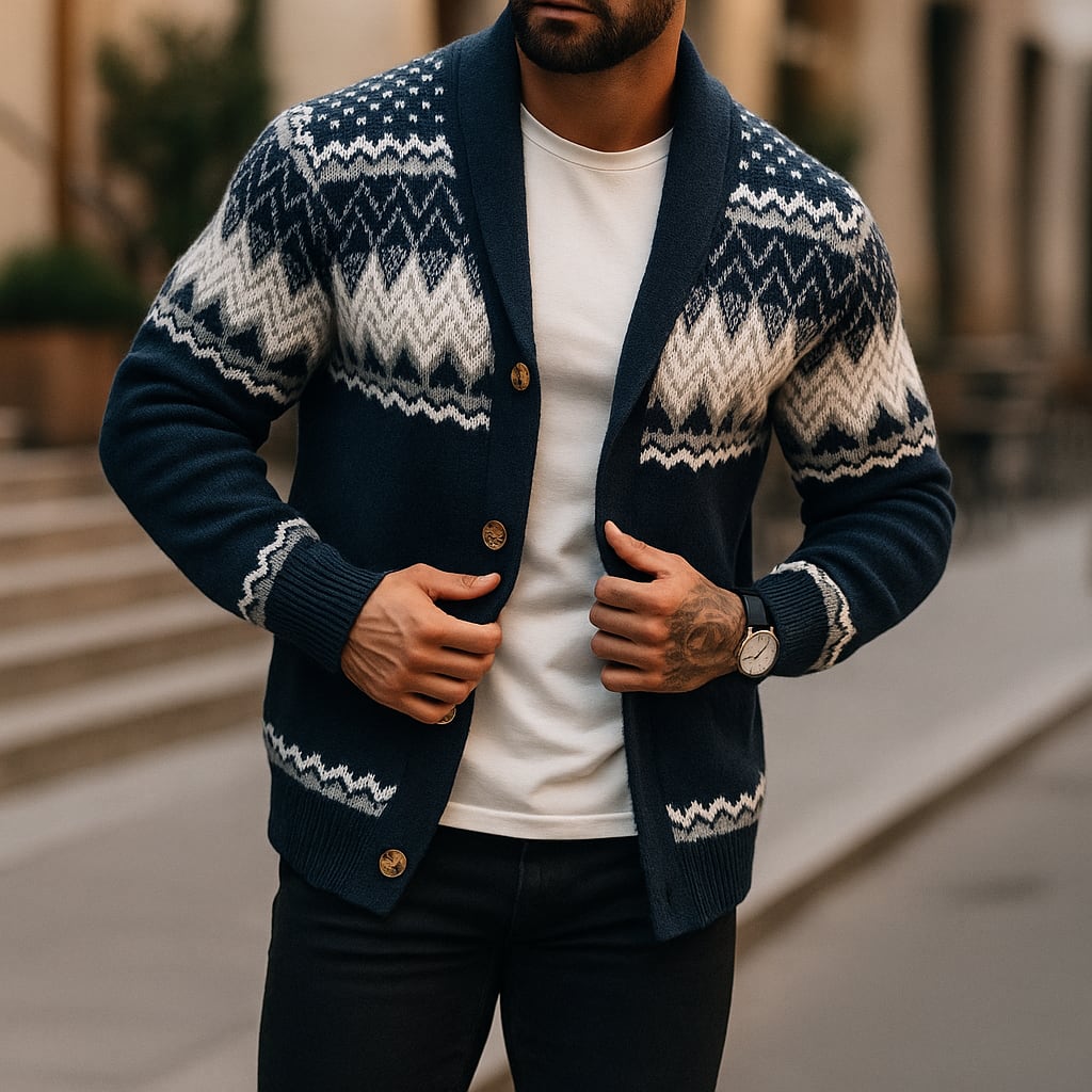 Cole Fair Isle Shawl Collar Cardigan_2