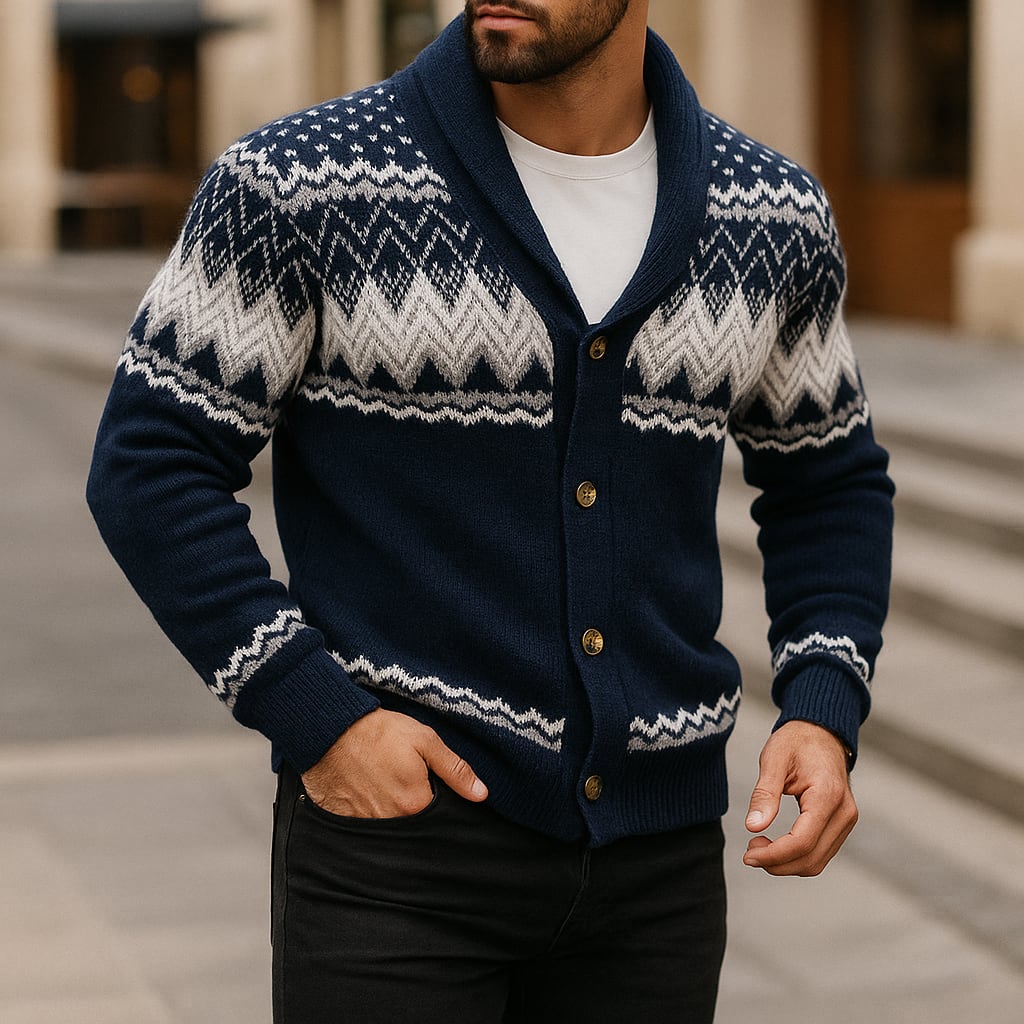 Cole Fair Isle Shawl Collar Cardigan_5