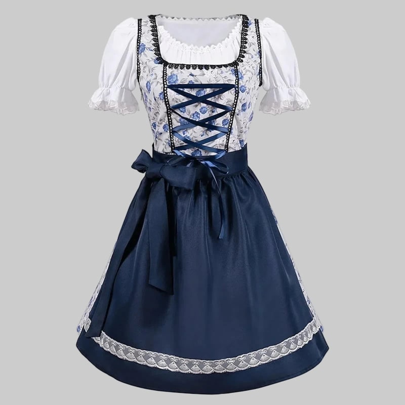 Irina Floral Lace Trim Dirndl Dress_1
