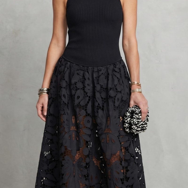 Valeriana Sleeveless Guipure Lace Midi Dress_1