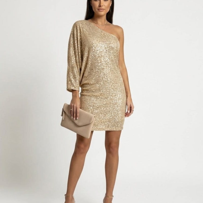 Galina Sequin One Shoulder Mini Dress_1