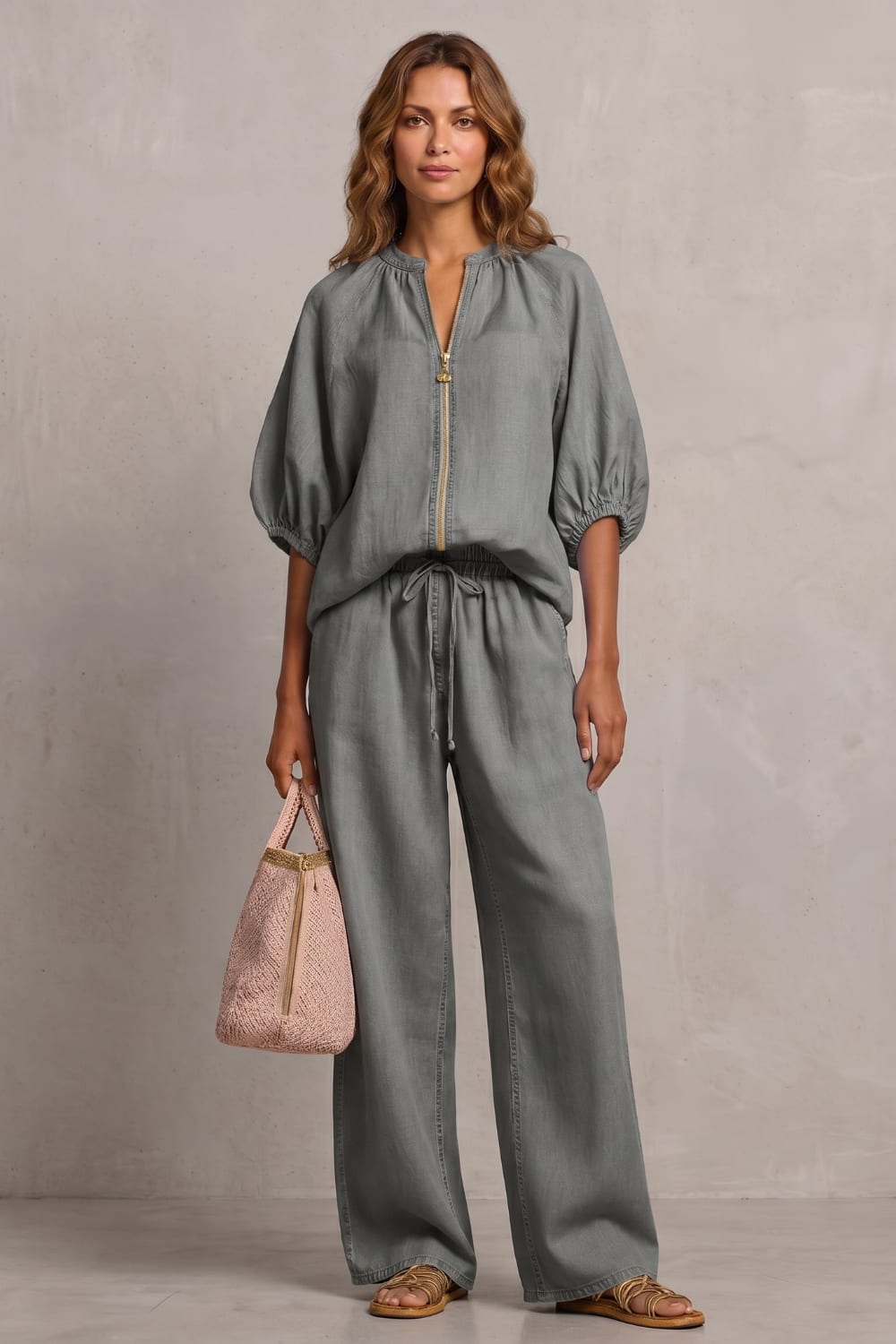 Elena Zip Front Wide Leg Two Piece Set_10