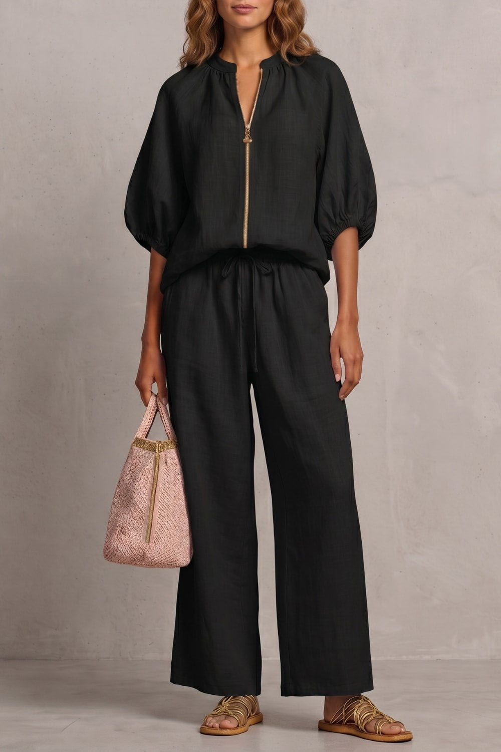 Elena Zip Front Wide Leg Two Piece Set_11
