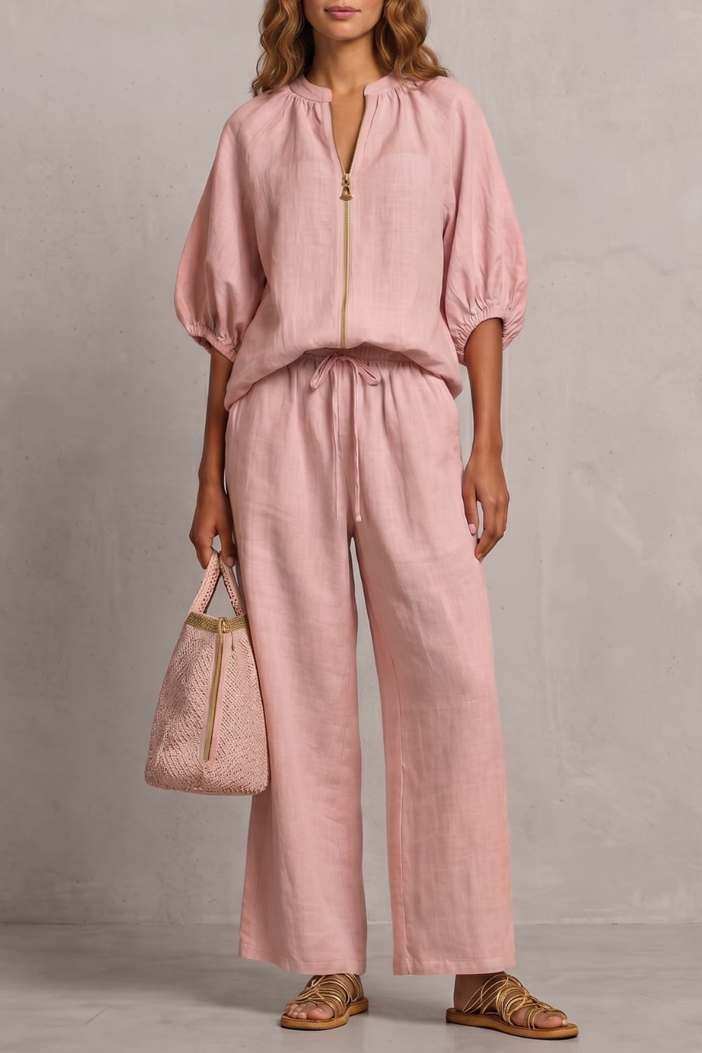 Elena Zip Front Wide Leg Two Piece Set_17