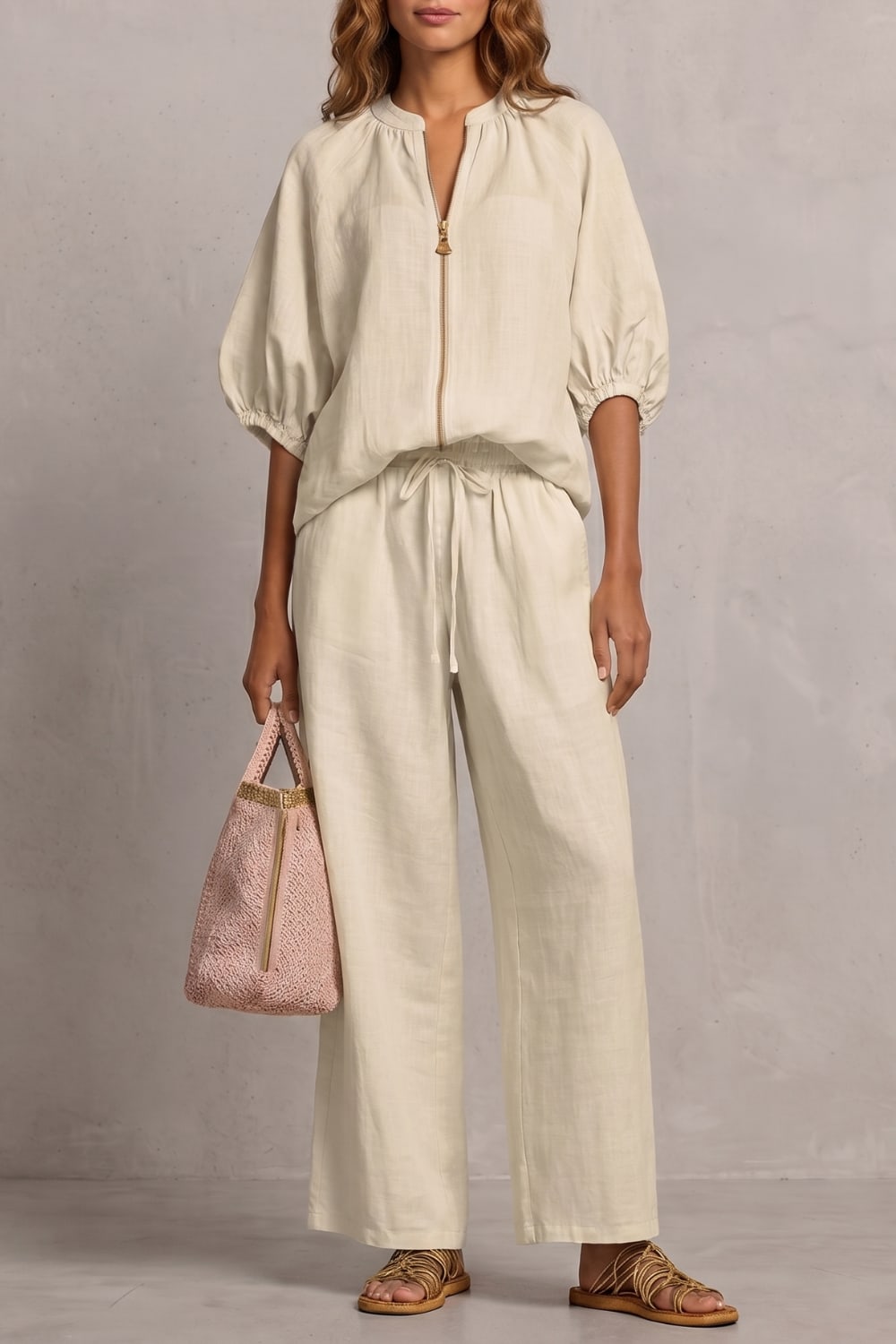 Elena Zip Front Wide Leg Two Piece Set_19