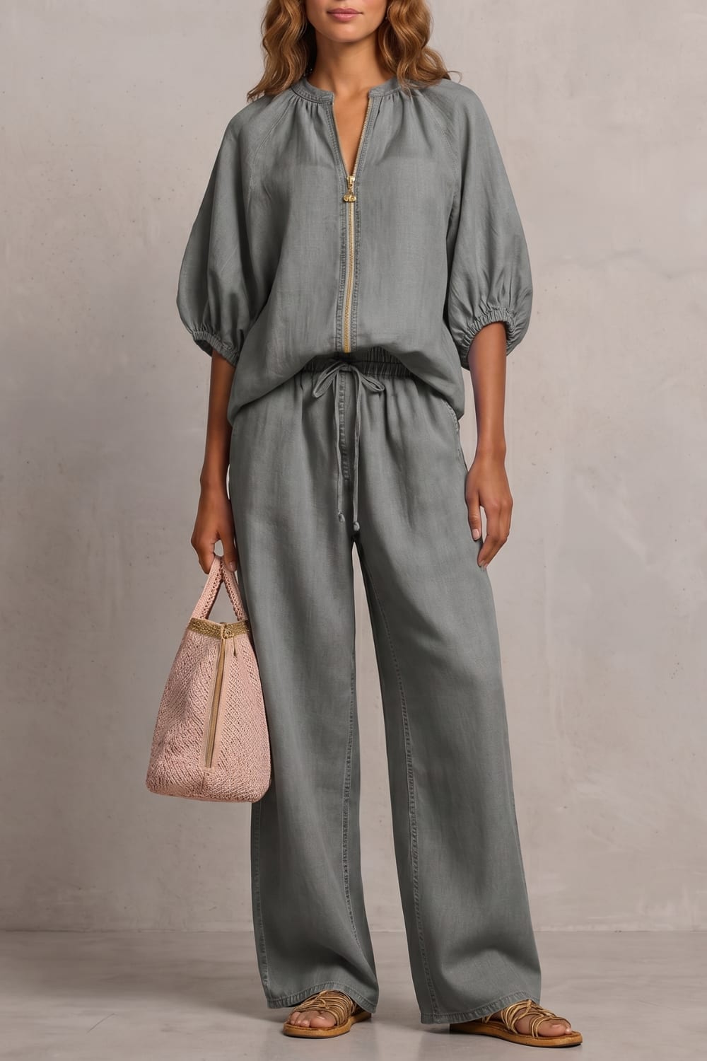 Elena Zip Front Wide Leg Two Piece Set_9