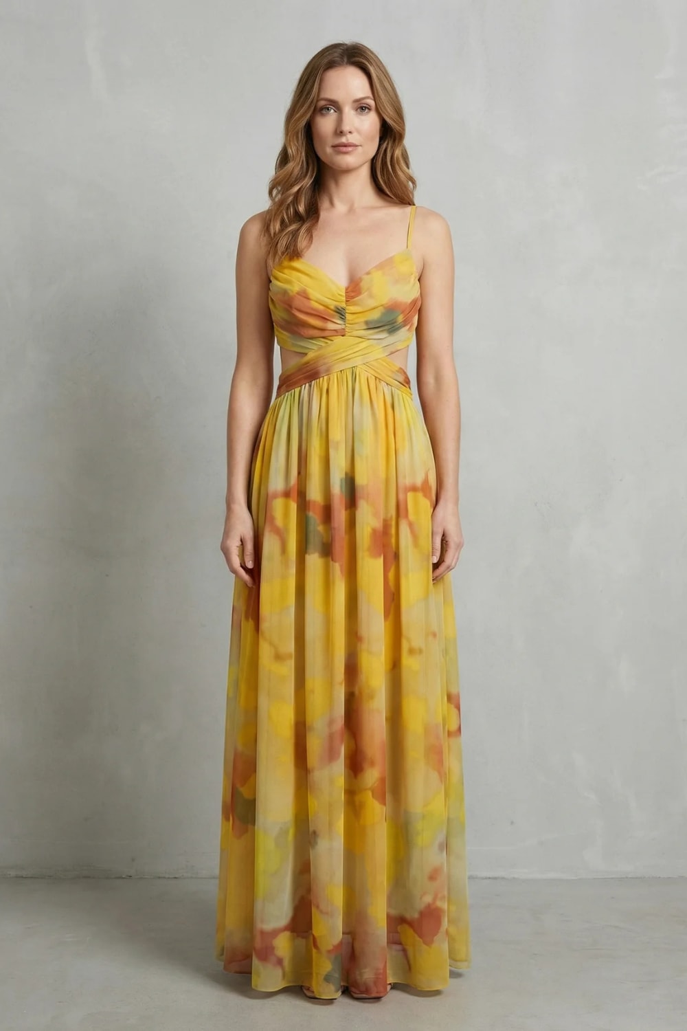 Vanda Watercolor Print Tulle Maxi Dress_12