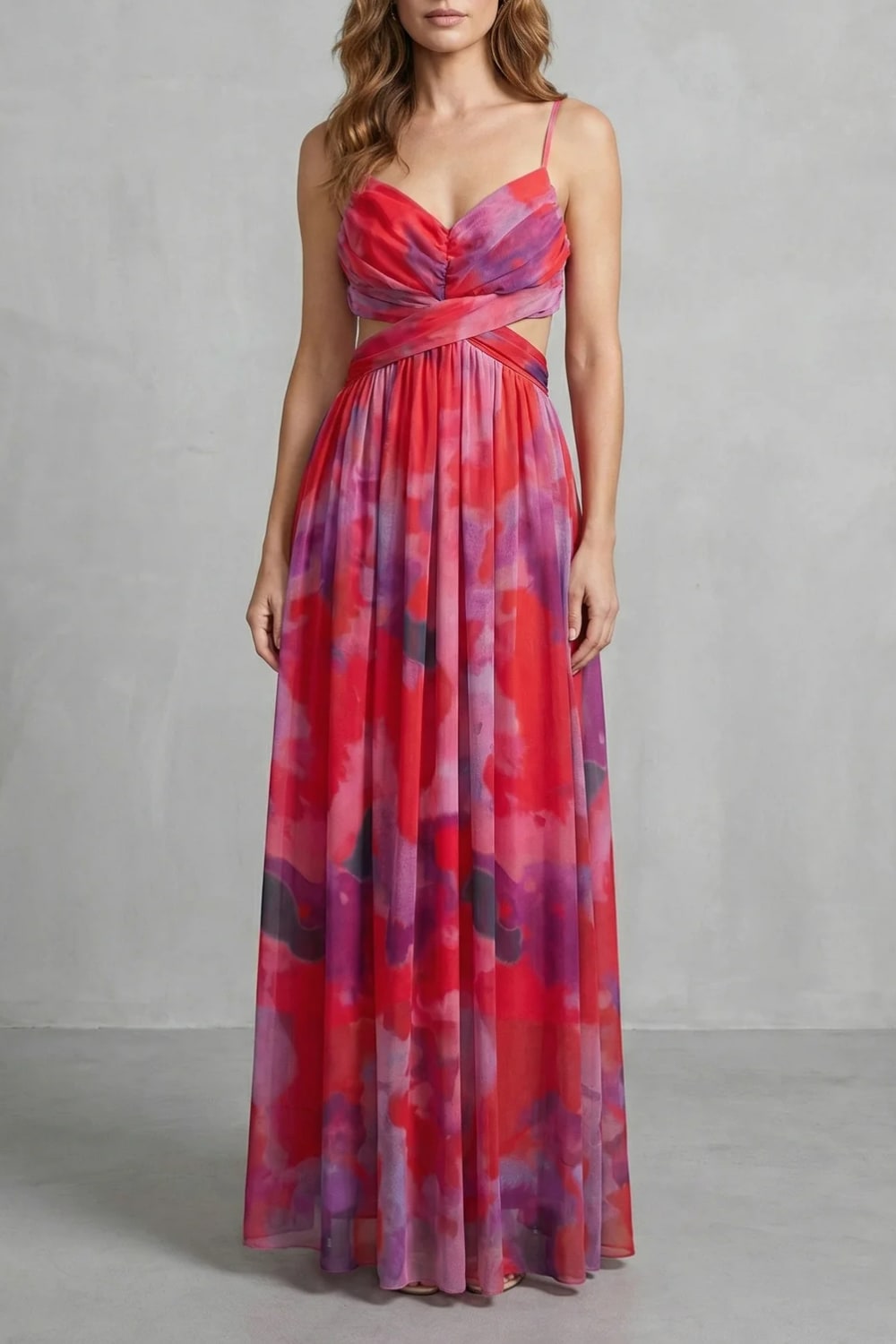 Vanda Watercolor Print Tulle Maxi Dress_13