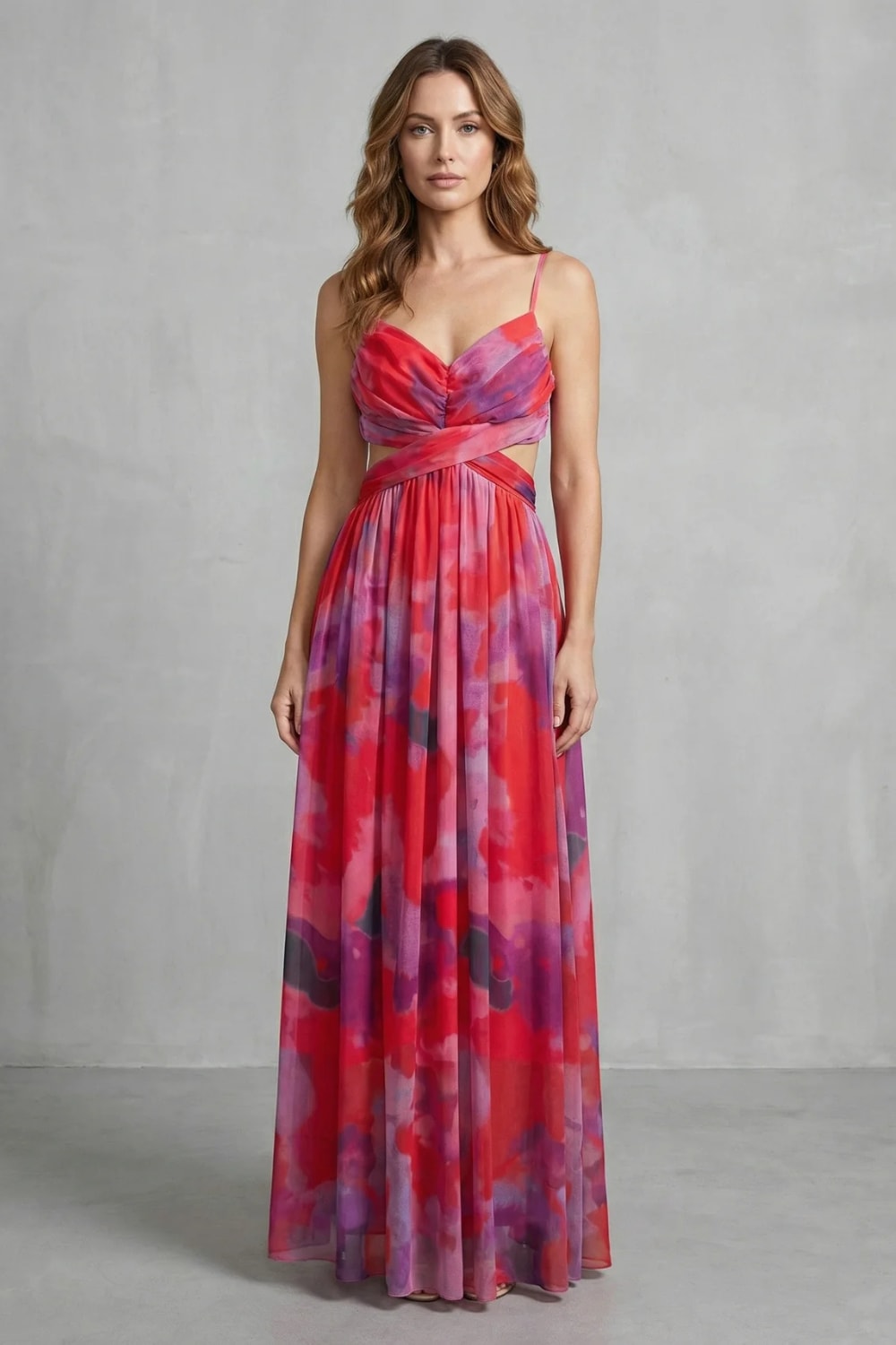 Vanda Watercolor Print Tulle Maxi Dress_14