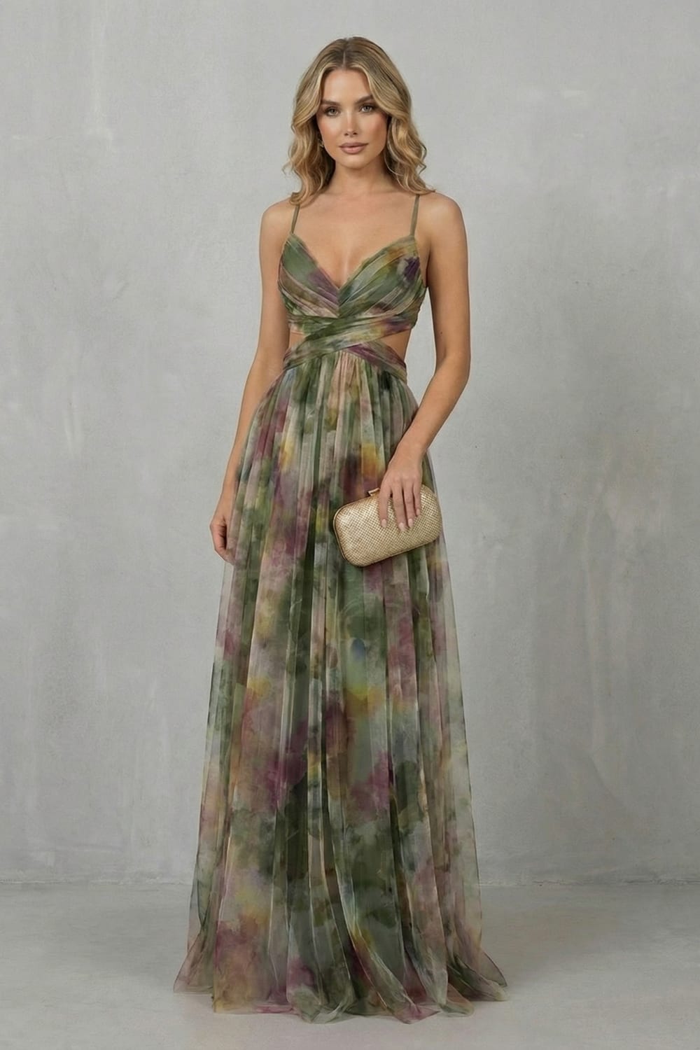 Vanda Watercolor Print Tulle Maxi Dress_6