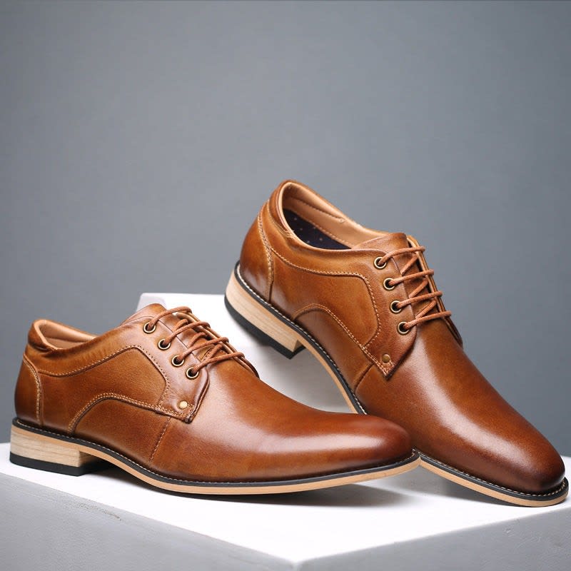 Henry Burnished Leather Plain Toe Derby Shoes_3