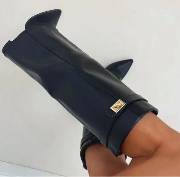 Fiorenza Pointed Toe Fold Over Knee High Boots_9