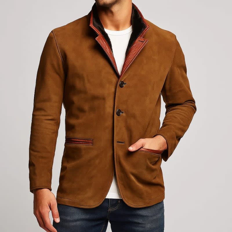 Elliot Leather Trim Suede Jacket_1