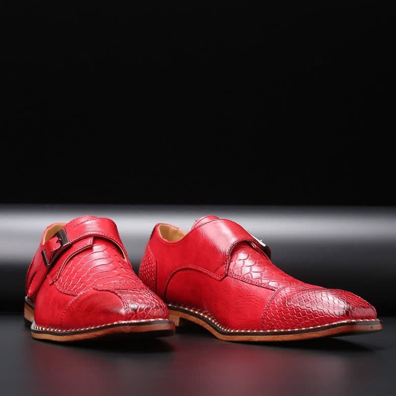 Grant Croc Embossed Monk Strap Shoes_12