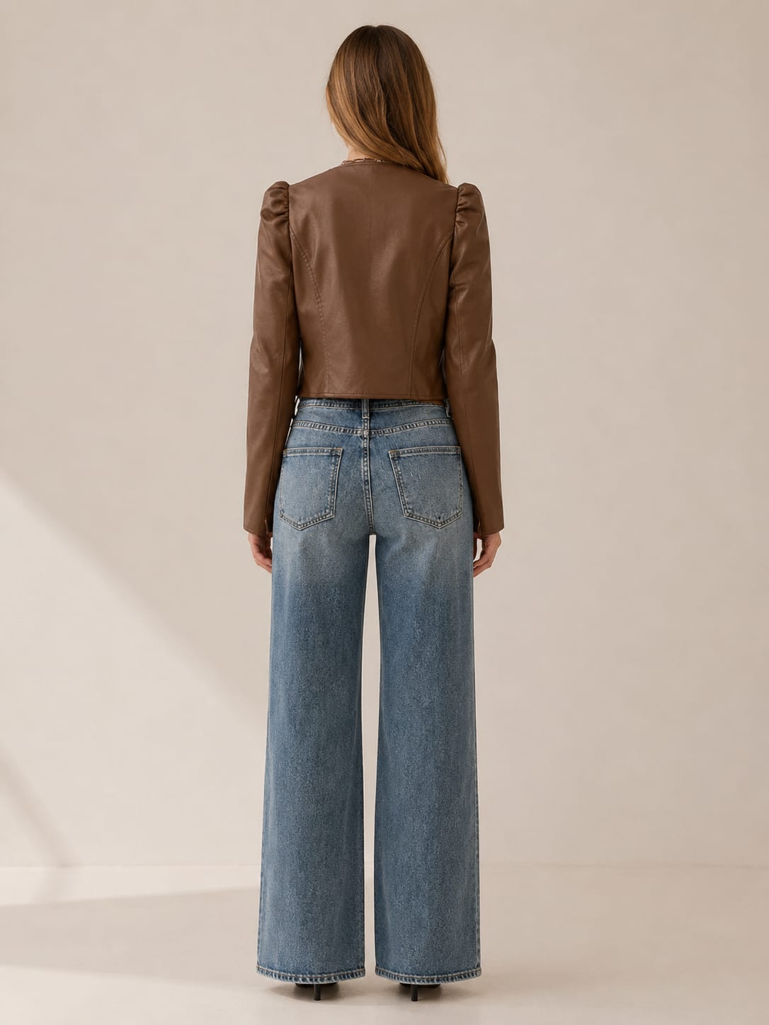 Anouk Cropped Puff Sleeve Faux Leather Jacket_2